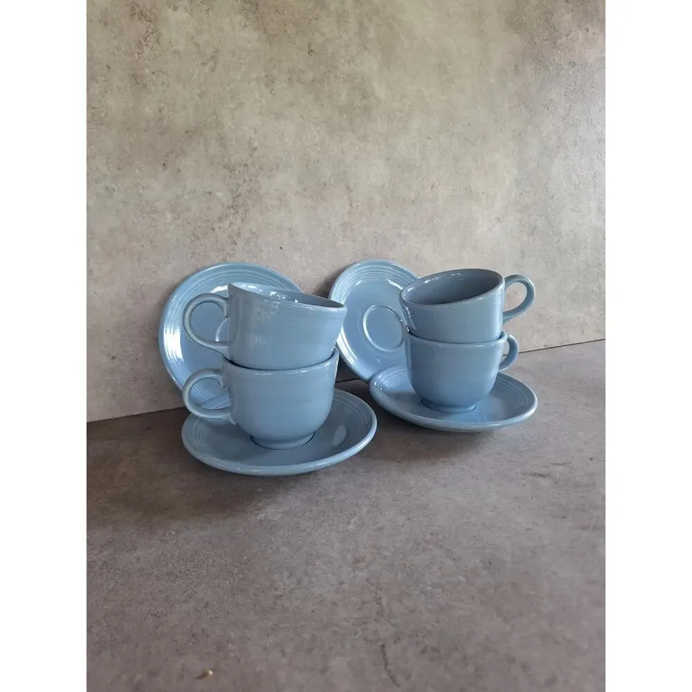 Fiestaware vintage periwinkle blue teacup & saucer plate set lot discontinued